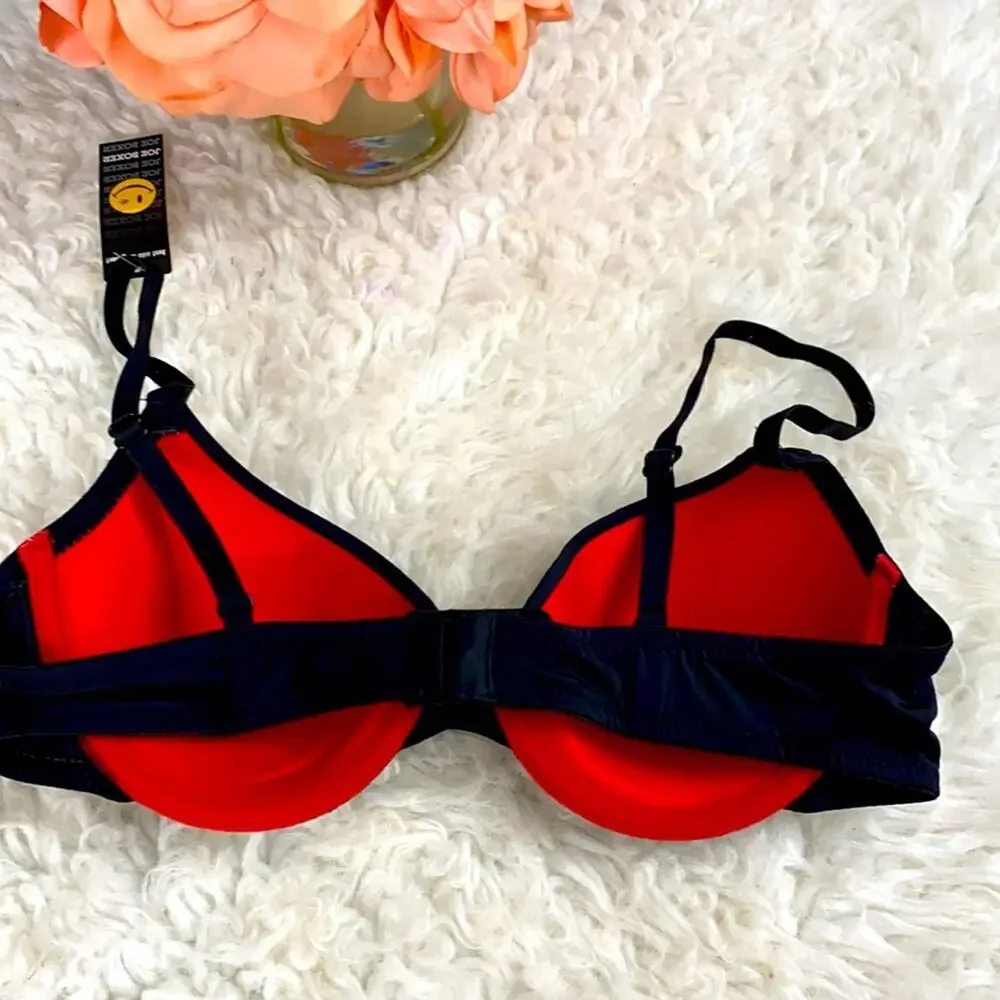 NWT Women's Juniors Joe Boxer Black Red Lace Bra Plunge 36B Straps